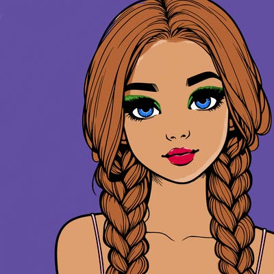 realistic girl with braids