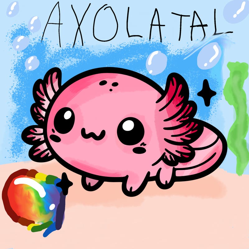 cute easy baby axolotl