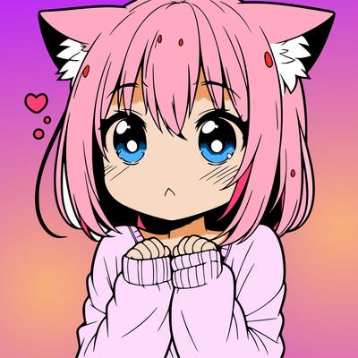 shy anime catgirl