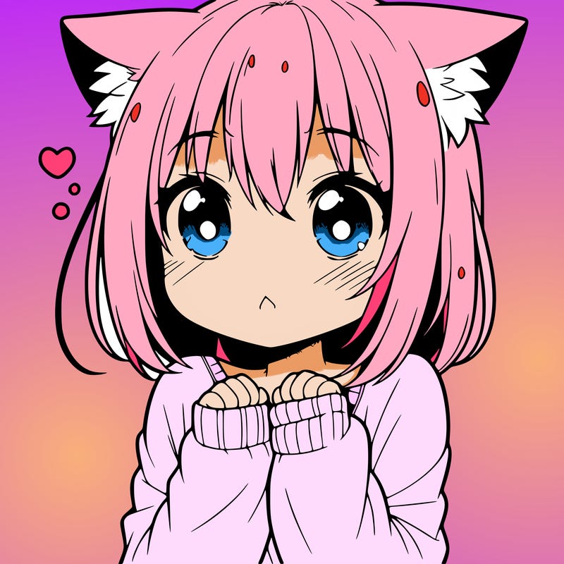 shy anime catgirl