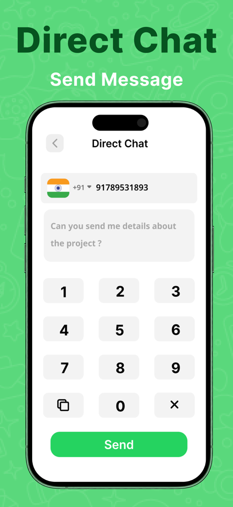 Recover Deleted Message Chat - Interface for sending direct messages to phone numbers without saving contacts