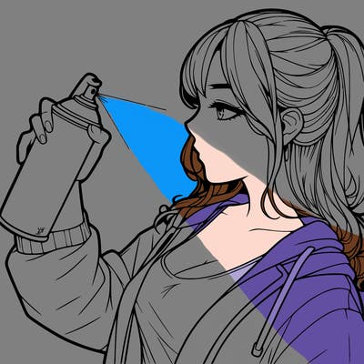 a realistic girl spray, painting