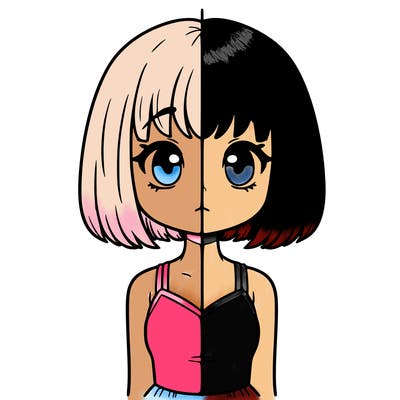 split girl with short hair