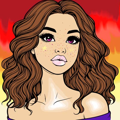 realistic girl with wavy hair and lips