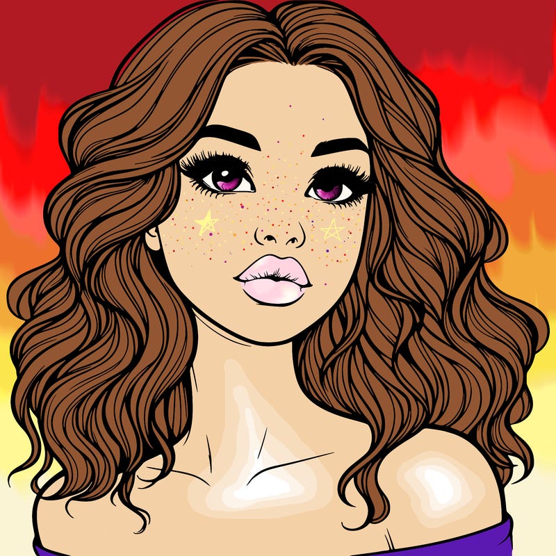 realistic girl with wavy hair and lips