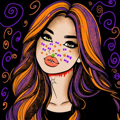 realistic girl with hair on her hair and lips