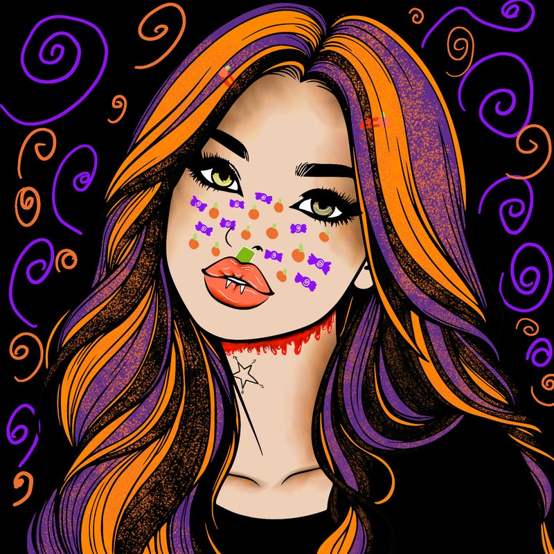 realistic girl with hair on her hair and lips