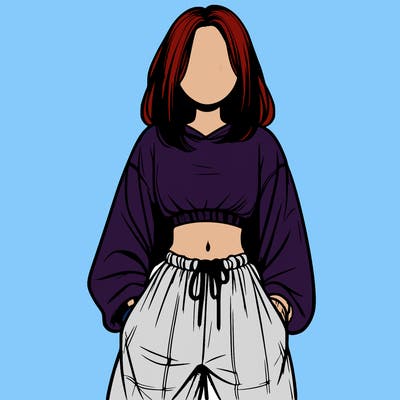 realistic girl faceless with baggy pants and a crop top