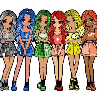 a group of girls realistic