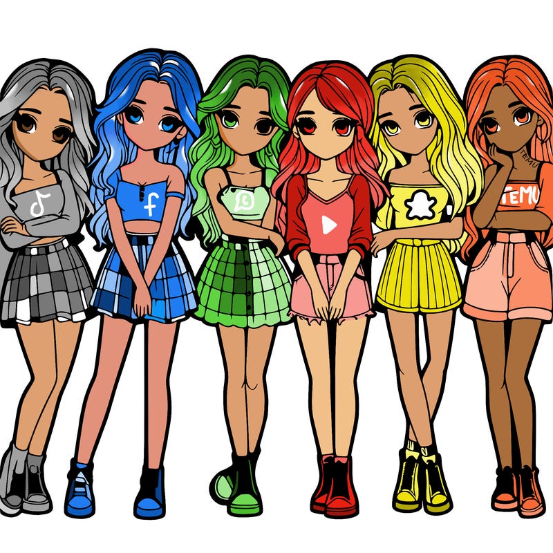 a group of girls realistic