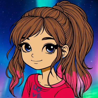 realistic girl with ponytail