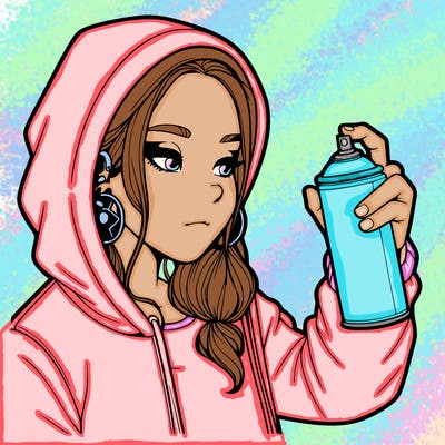 a realistic girl, spray painting