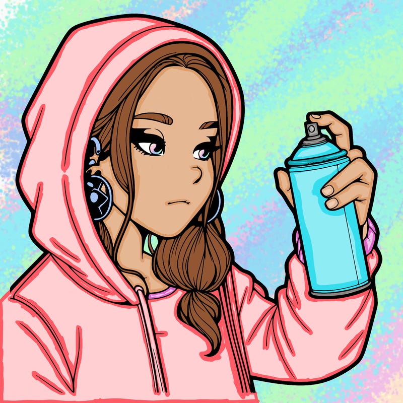 a realistic girl, spray painting