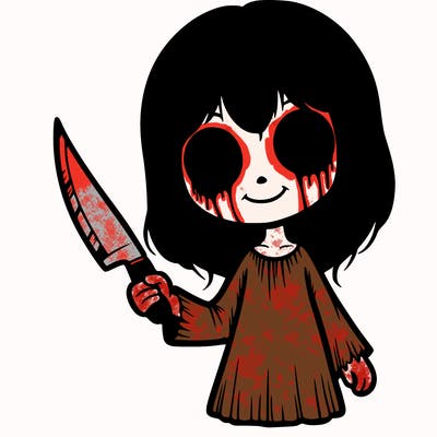 creepy girl with knife