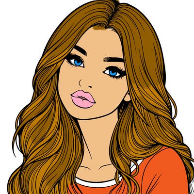 realistic girl with hair on her hair and lips