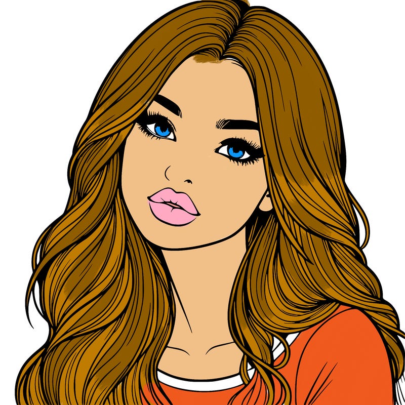 realistic girl with hair on her hair and lips