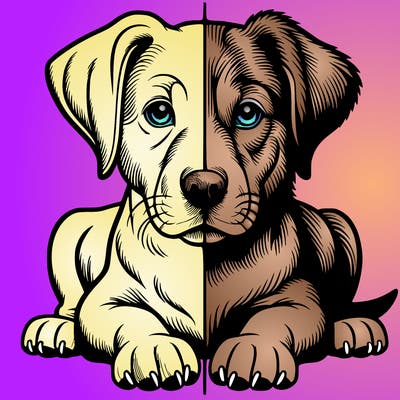 realistic dog split picture