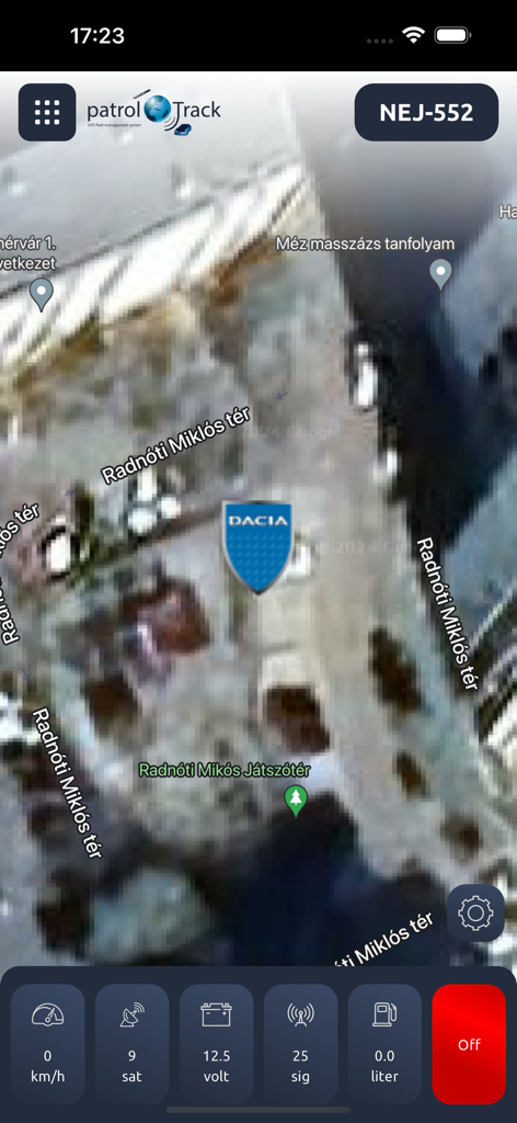 Echtzeit-Fahrzeugverfolgung auf einer Karte in der patrolTrack Flottenmanagement-App