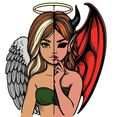 realistic angel half demon