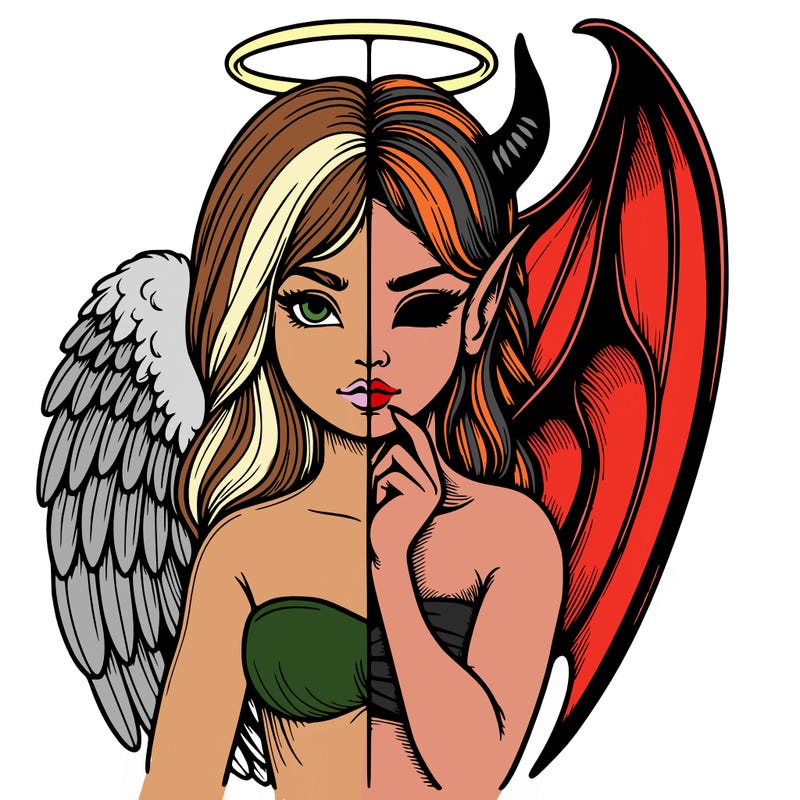 realistic angel half demon