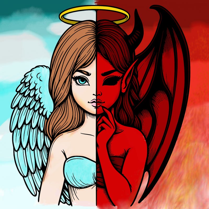 realistic angel half demon