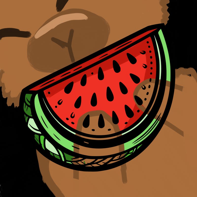 slice of water melon in the center