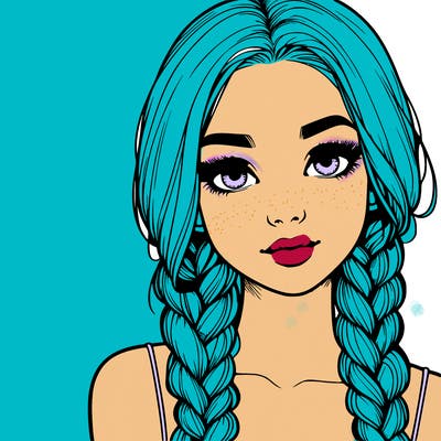 realistic girl with braids