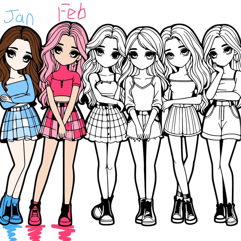 a group of girls realistic
