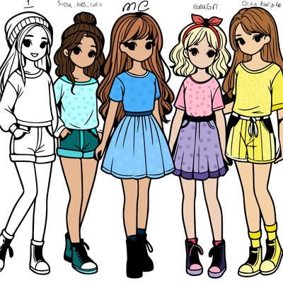 a group of five girls