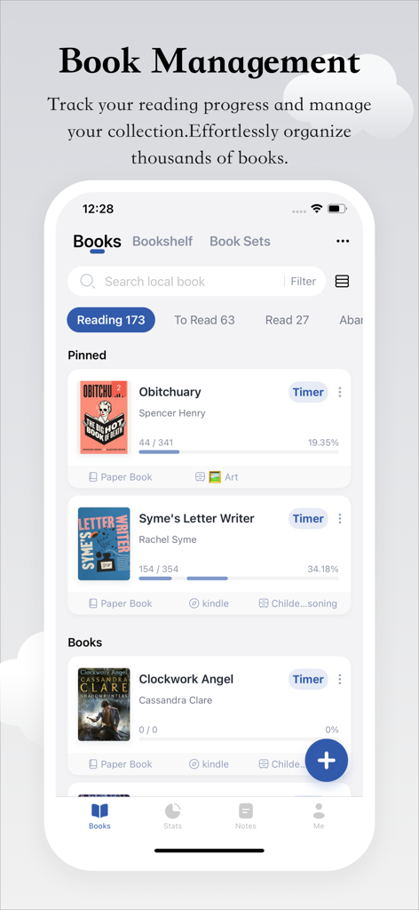 Reading Tracker - TBR Book - Interfaz de la aplicación Reading Tracker mostrando la gestión de libros y el progreso de lectura con temporizadores