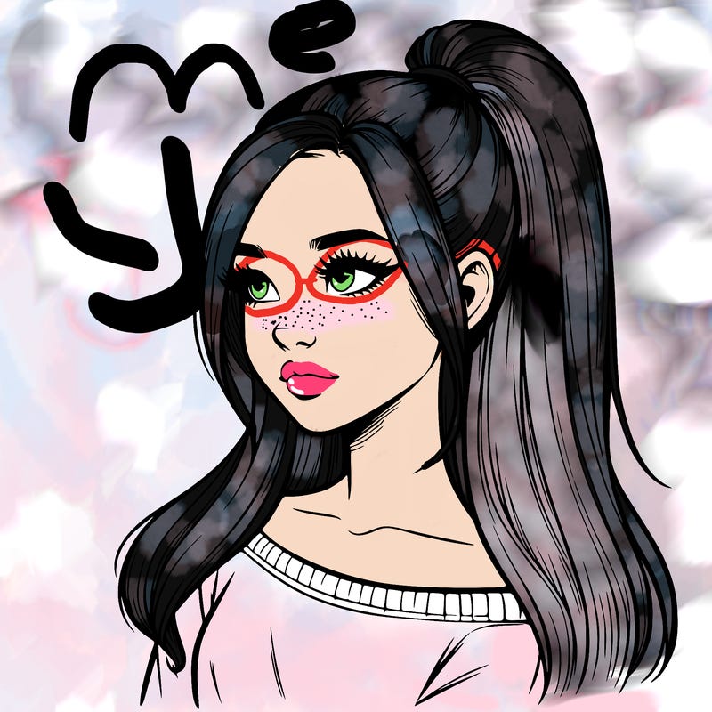 realistic girl with a high ponytail