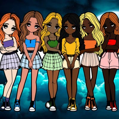 a group of girls realistic
