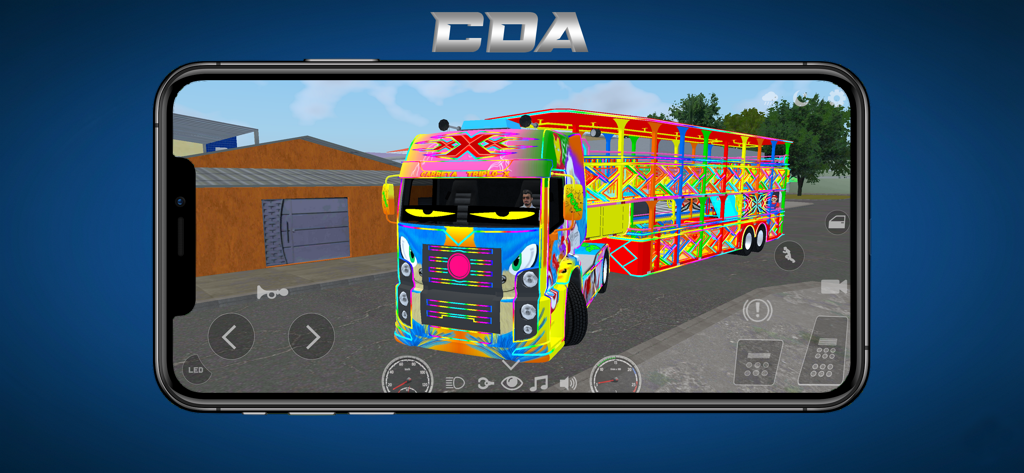 Carreta Da Alegria (Truck) - A brightly colored customized truck with a parade trailer in the Carreta Da Alegria mobile game.