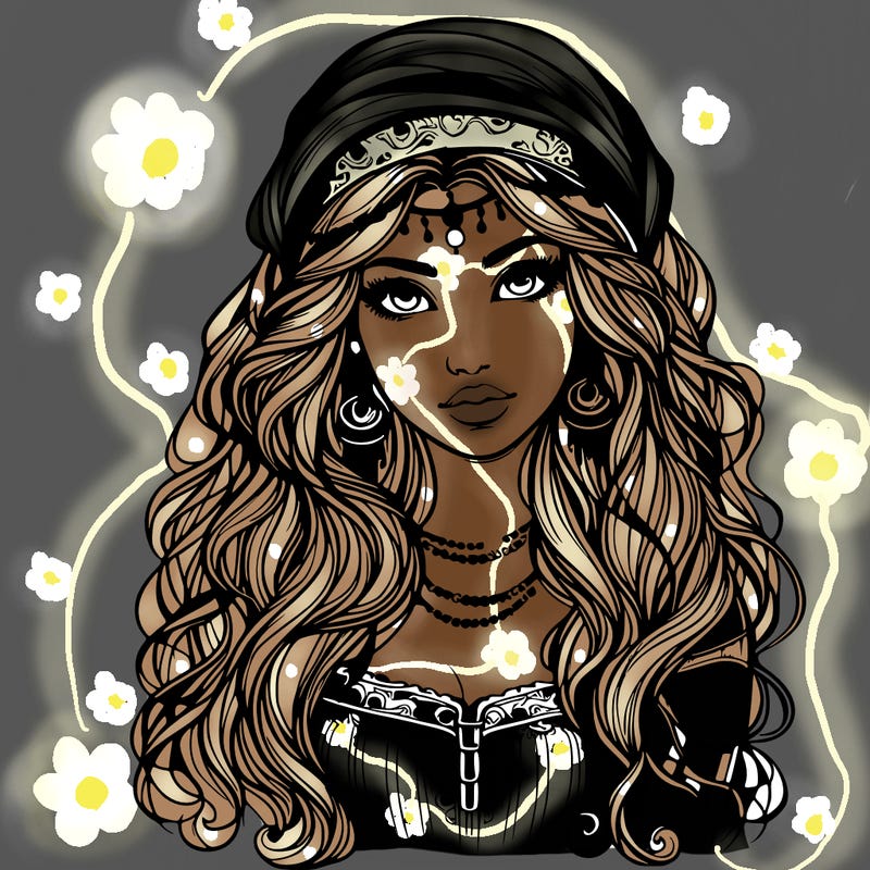 realistic beautiful mysterious gypsy girl