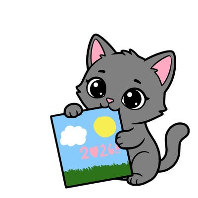 a small cat with a blank sheet of paper in its hand. the cat is sooooooo cute!