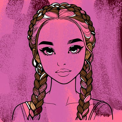 realistic girl with braids