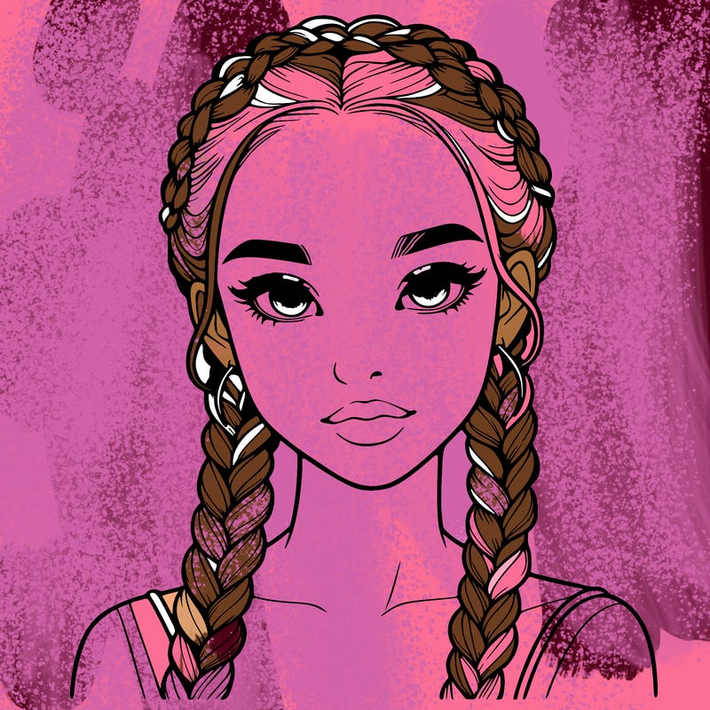 realistic girl with braids