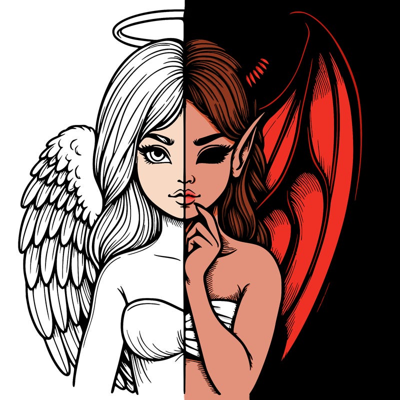 realistic angel half demon