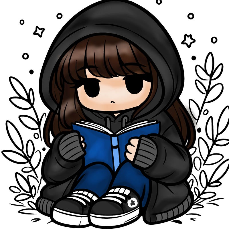 girl in oversized hoodie reading a book
