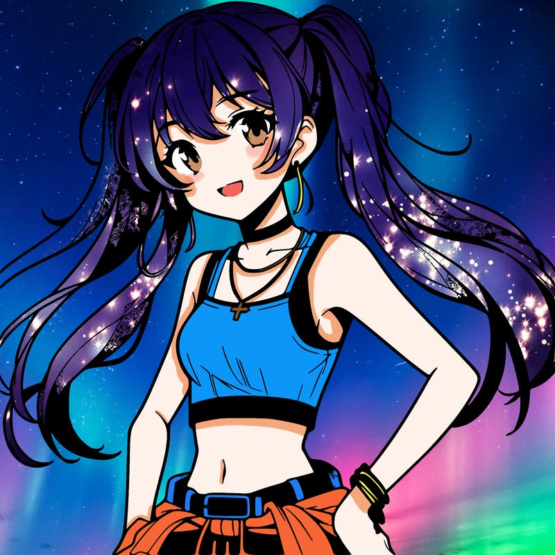 anime girl wearing crop top