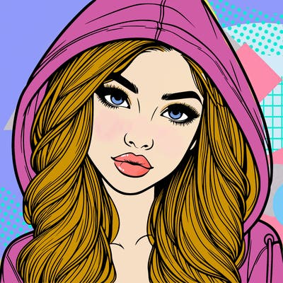 realistic beautiful girl with a hood on