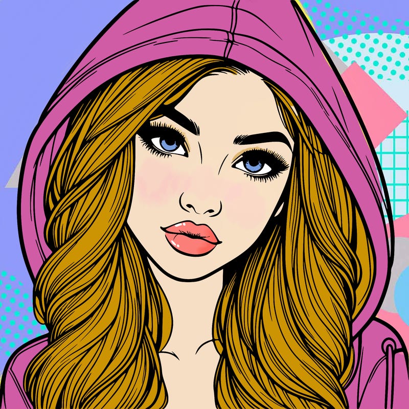 realistic beautiful girl with a hood on
