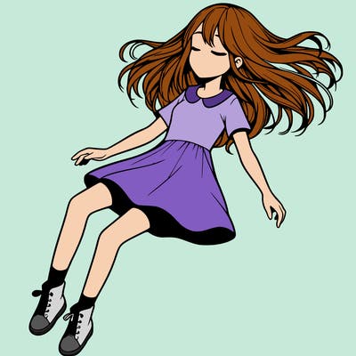 realistic girl floating