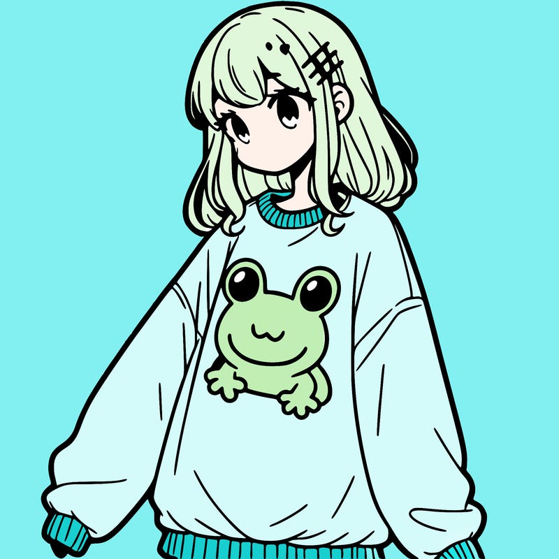 girl wearing frogging sweatshirt