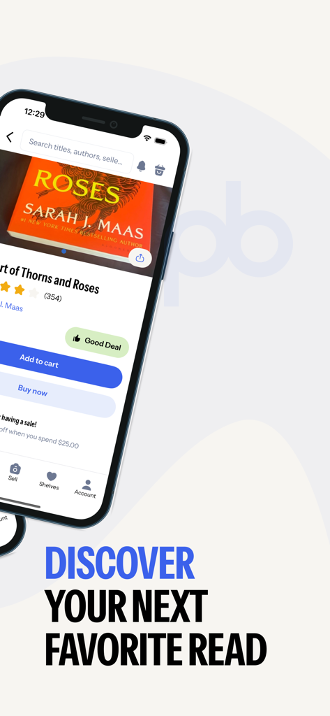 PangoBooks: Buy & Sell Books - PangoBooks app interface displaying a book listing for A Court of Thorns and Roses with buy now and add to cart buttons