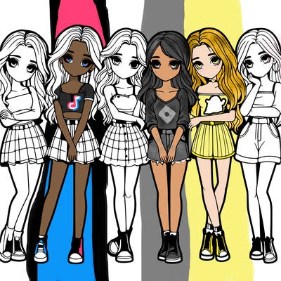 a group of girls realistic