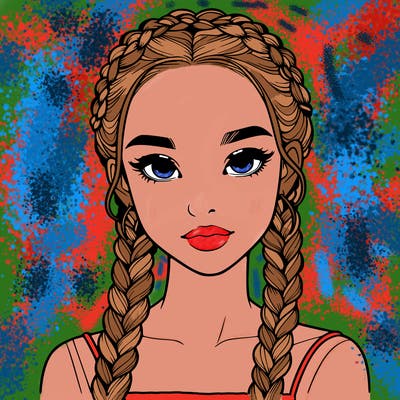 realistic girl with braids