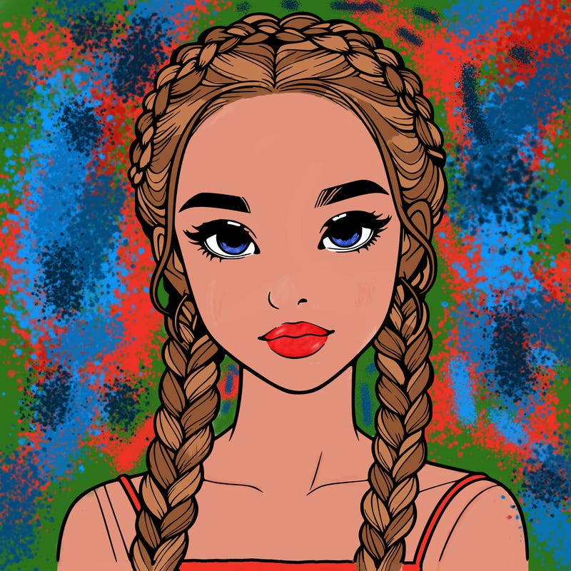 realistic girl with braids