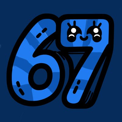 the numbers 67