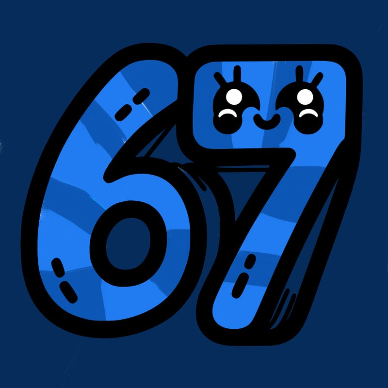 the numbers 67
